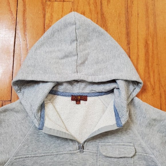 7 For All Mankind Boys Gray Pockets Full Zip Long Sleeve Hooded Jacket Size M - Picture 3 of 7